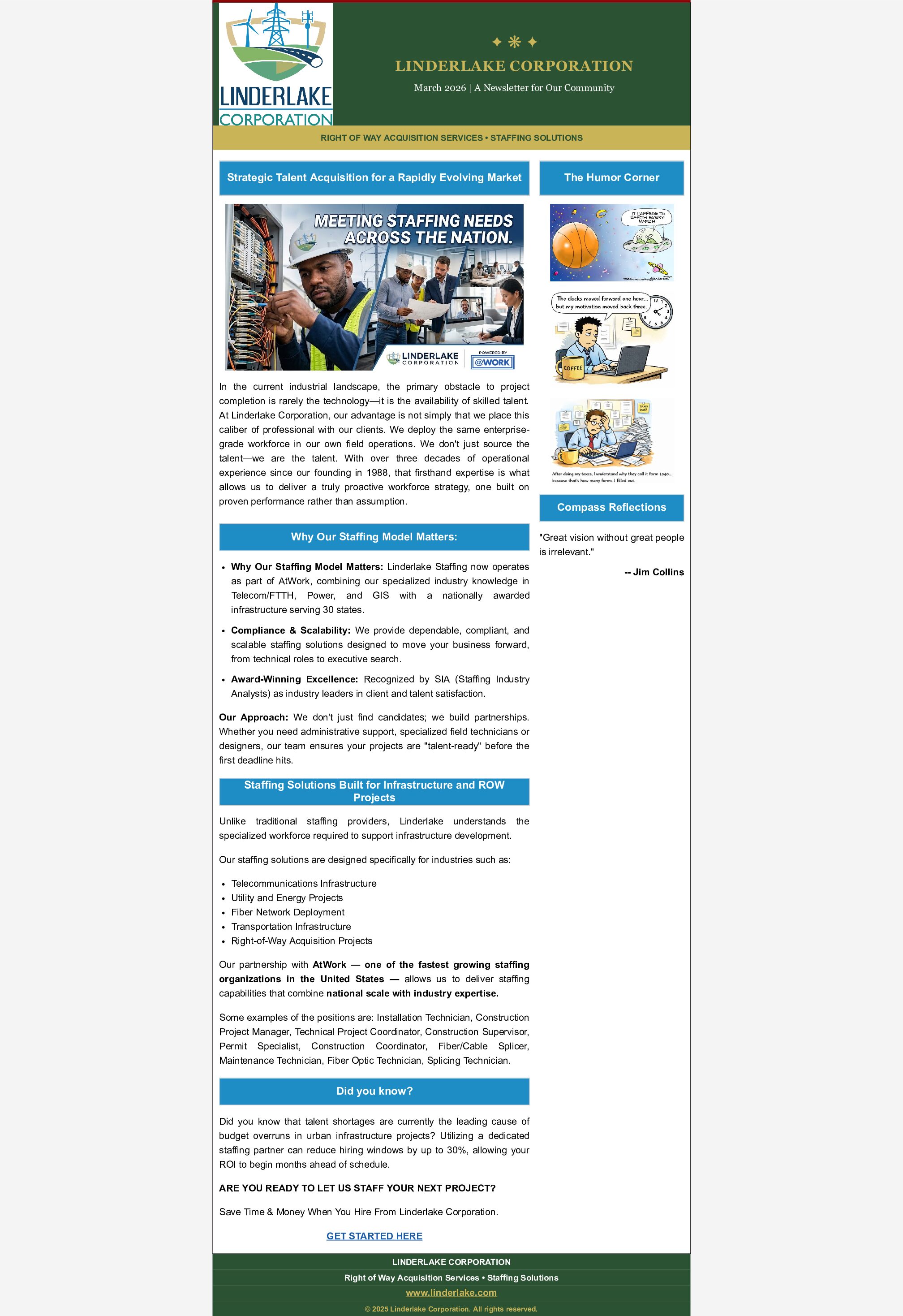 March 2026 Linderlake newsletter cover