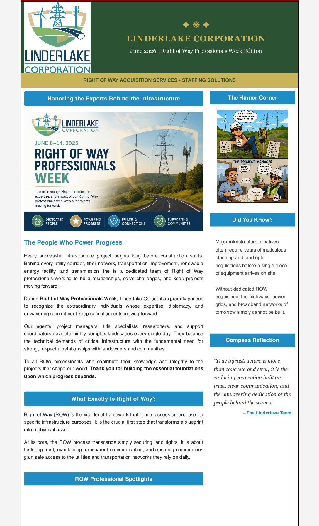 June 2026 Linderlake newsletter cover